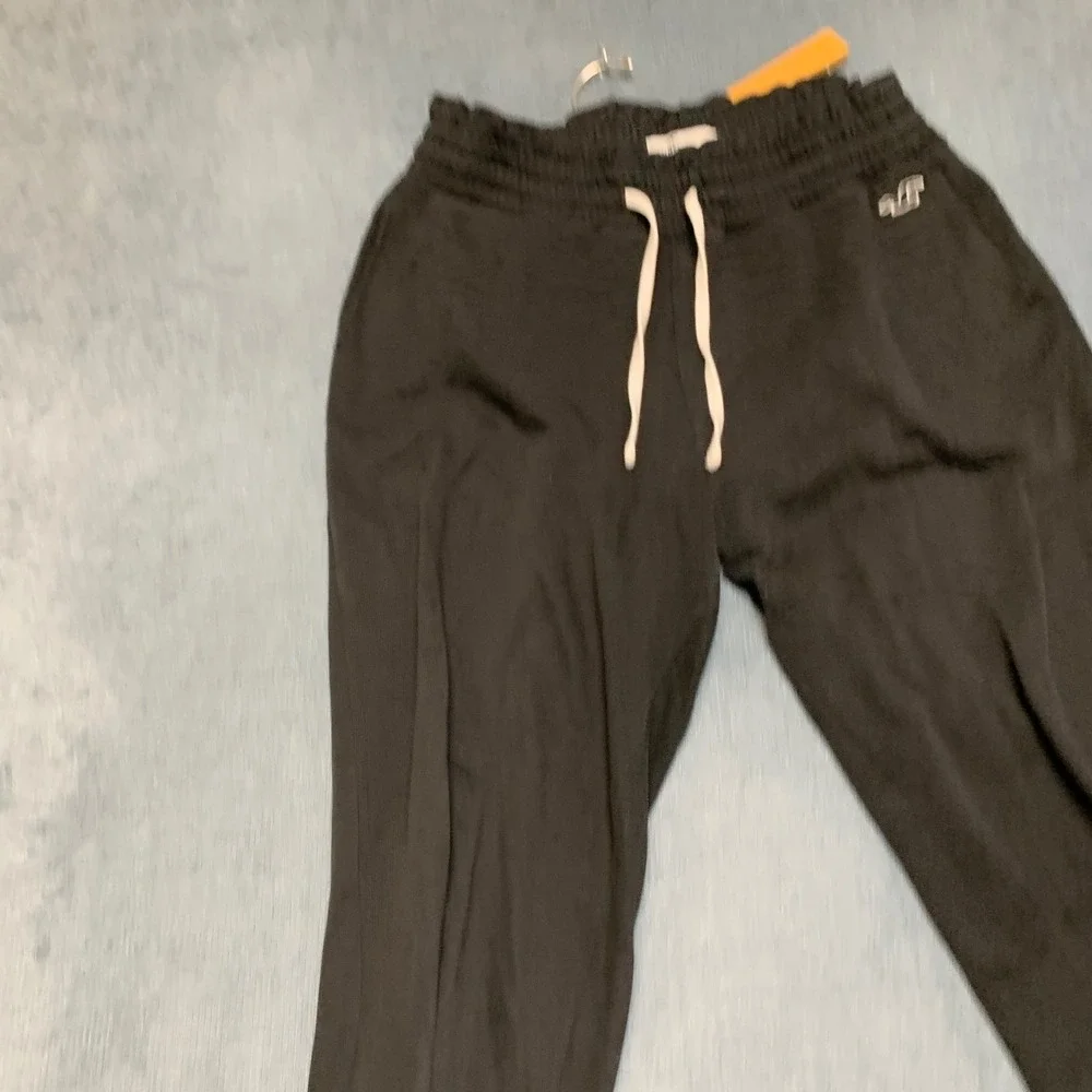 Hollister Joggers Sweatpants Mens Medium Black Tapered Drawstring Logo Athletic